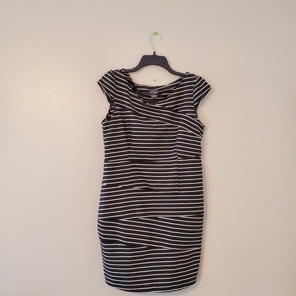 Dots Black/White Striped Dress